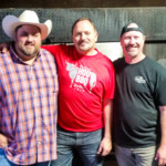 J.R. Cohen and Michael Fulmer of HOUBBQ with Russell Roegels of Roegels Barbecue Co. at on-site pre-festival promo spot. 2016 HOUBBQ Festival Pre-Event Activities