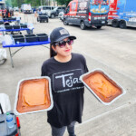Trays of gold (carrot souffle) from Tejas Chocolate & BBQ